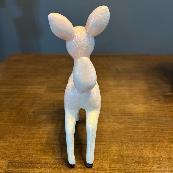 Holiday Vintage Glitter Deer Fawn Christmas Figurine Pastel Pink - Picture 5 of 6